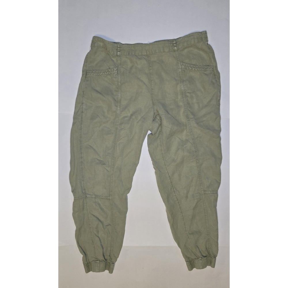 C&C California Linen Blend Jogger Pants Green Pockets Beach Coastal Womens Sz L